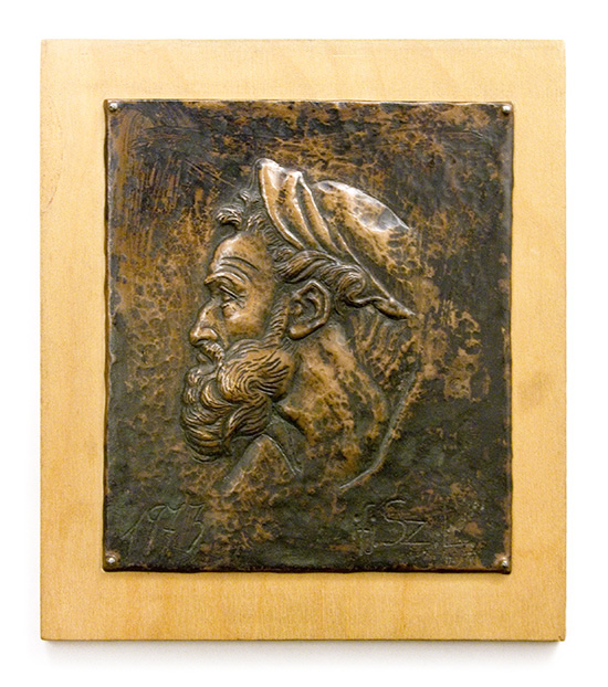 Study, Michelangelo Buonarroti: Based on the Prophet Ezekiel (Sistine Chapel, Vatican), 1975., copper plate, emboss, handmade, 180 x 150 mm