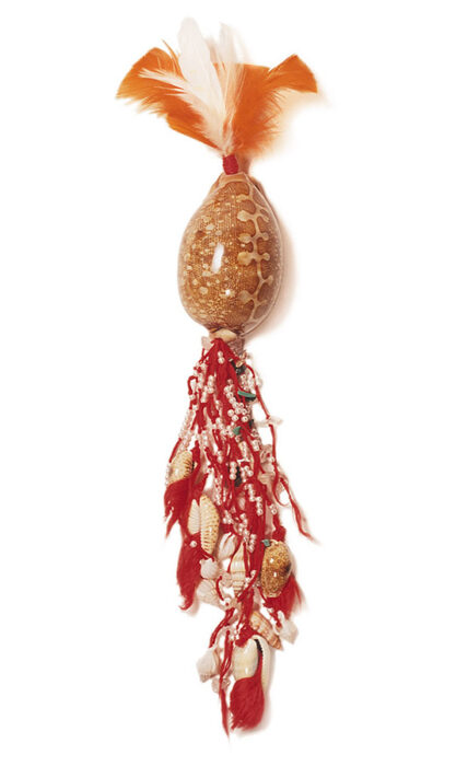 Cultic proto-money, 1996., shell, feather, glass bead &c., mixed media, 310 x 85 mm