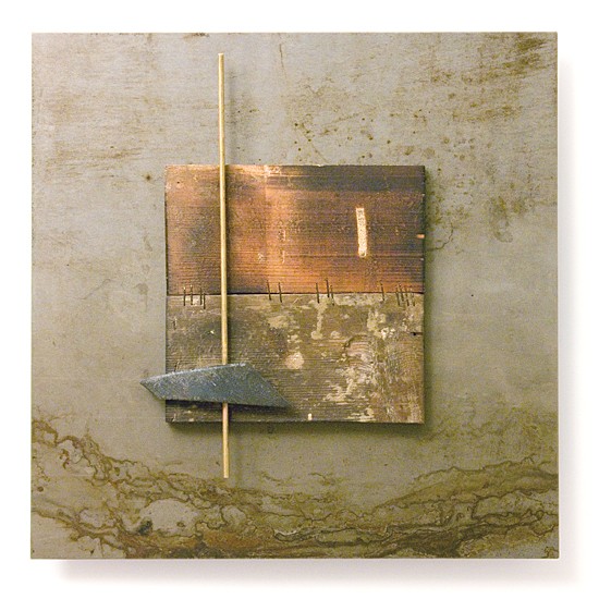 Dombormű #25., 2011., vas, fa, sárgaréz, vegyes technika, 30 x 30 cm