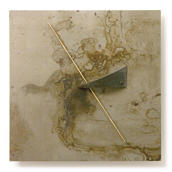 Relief, #26., 2011., iron, brass, mixed media, 30 x 30 cm