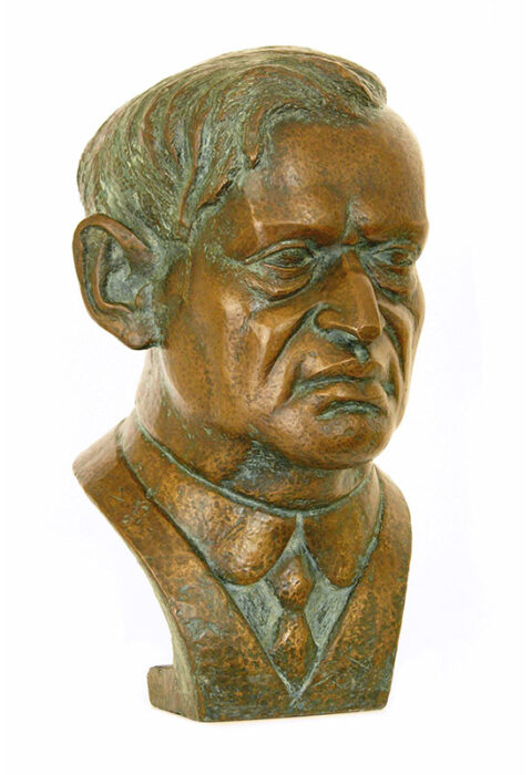 Frigyes Karinthy, 1980., bronze, cast, 42 cm