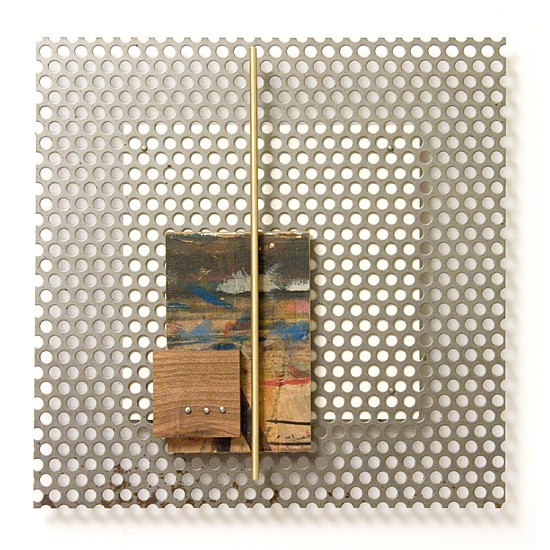 Dombormű #35., 2011., vas, fa, sárgaréz, vegyes technika, 30 x 30 cm