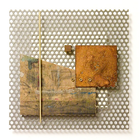 Dombormű #36., 2011., vas, fa, sárgaréz, vegyes technika, 30 x 30 cm