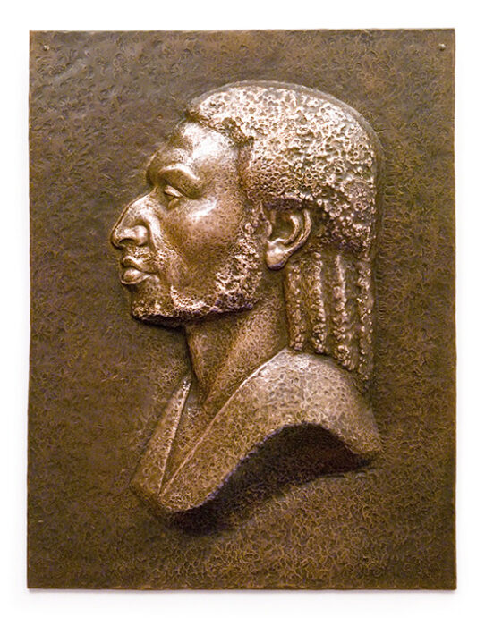 Pápua férfi, Mikluho-Makláj (Миклухо-Маклай) rajza alapján, 1979., vörösrézlemez, trébelt, 47 x 36 cm
