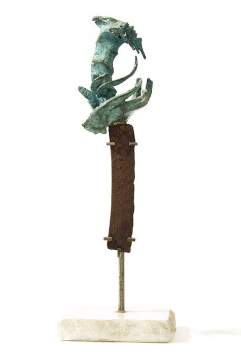 Lelet, 1982., vas, bronz, viaszveszejtés, 36 cm
