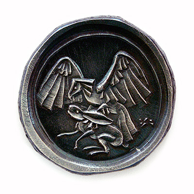 Eagle hunting, 1986 - 2005., iron, struck, 48 mm