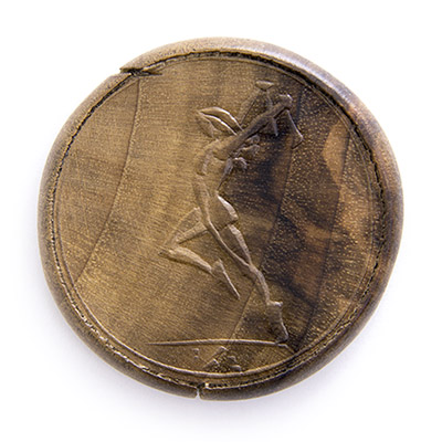 Gymnast girl, 1987 - 2015., walnut, stamped, 43 mm