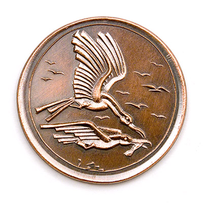 Frigatebird, 1988., copper, struck, 40 mm