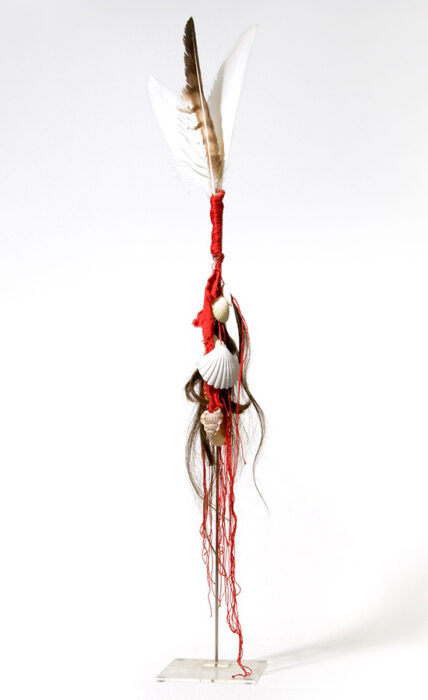 Inaugurationer, 2003., shell, feather, textile, hair &c., mixed media, 90 cm