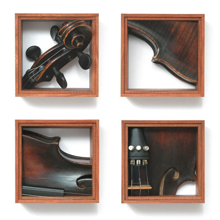 Eine kleine Nachtmusik, 2004., violin, wood, mixed , media, 114 x 114 - 114 x 114 mm