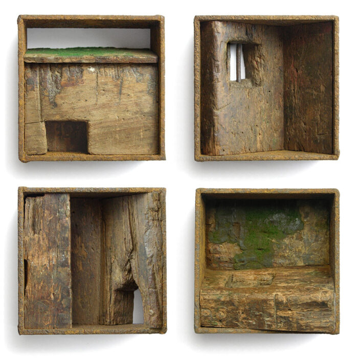 On the road, 2005., wood, iron, textile, mixed media, 120 x 120 - 120 x 120 mm