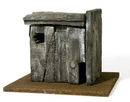 Shelter house, 2008., wood, iron, mixed media, 19 cm