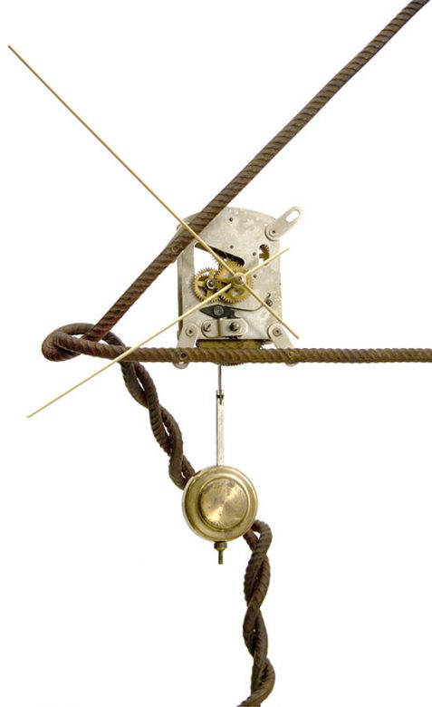Pendulum clock, 2009., iron, clock, mixed media, 107,5 x 50 x 20 cm