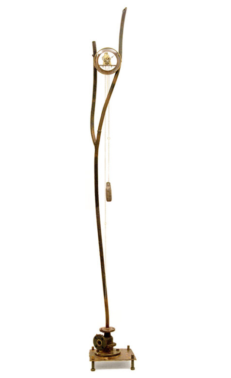 Pásztoróra, 2009., vas, óraszerkezet, vegyes technika, 214 cm