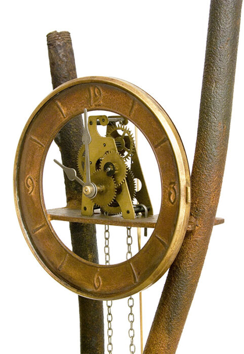 Pásztoróra, 2009., vas, óraszerkezet, vegyes technika, 214 cm
