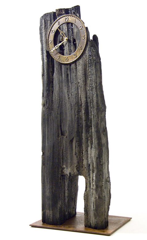 Toronyóra, 2009., fa, sárgaréz, óraszerkezet, vegyes technika, 77 x 30 x 25 cm