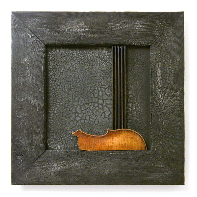 Hommage à Erkel Ferenc, 2010., fa, vas, vegyes technika, 50 x 50 cm
