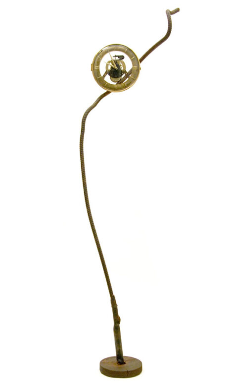 Acél és üveg, 2009 - 2010., vas, óraszerkezet, vegyes technika, 141 cm