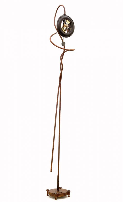 Ballet clock, I., 2010, iron, clock, mixed media, 215 cm