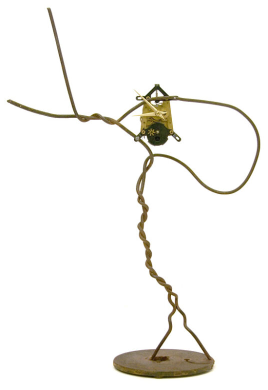 Tangle clock, 2010., iron, clock, mixed media, 62 x 44 x 17 cm