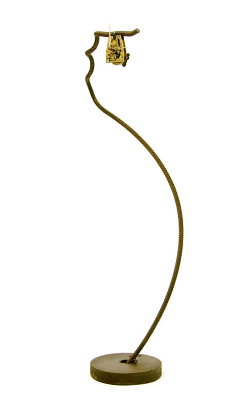 Three quarters of an hour, 2010, iron, clolck, mixed media, 106 cm