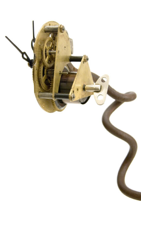 Sprung clock, 2010., iron, clock, 45 x 21 x 19 cm