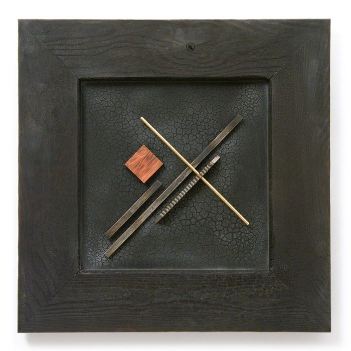Dombormű XII., 2011., fa, vas, sárgaréz, vegyes technika, 50 x 50 cm