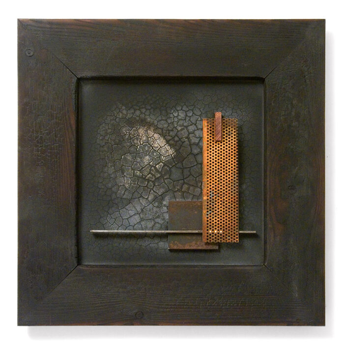 Relief, No. 14, 2011., wood, iron, brass, mixed media, 50 x 50 cm