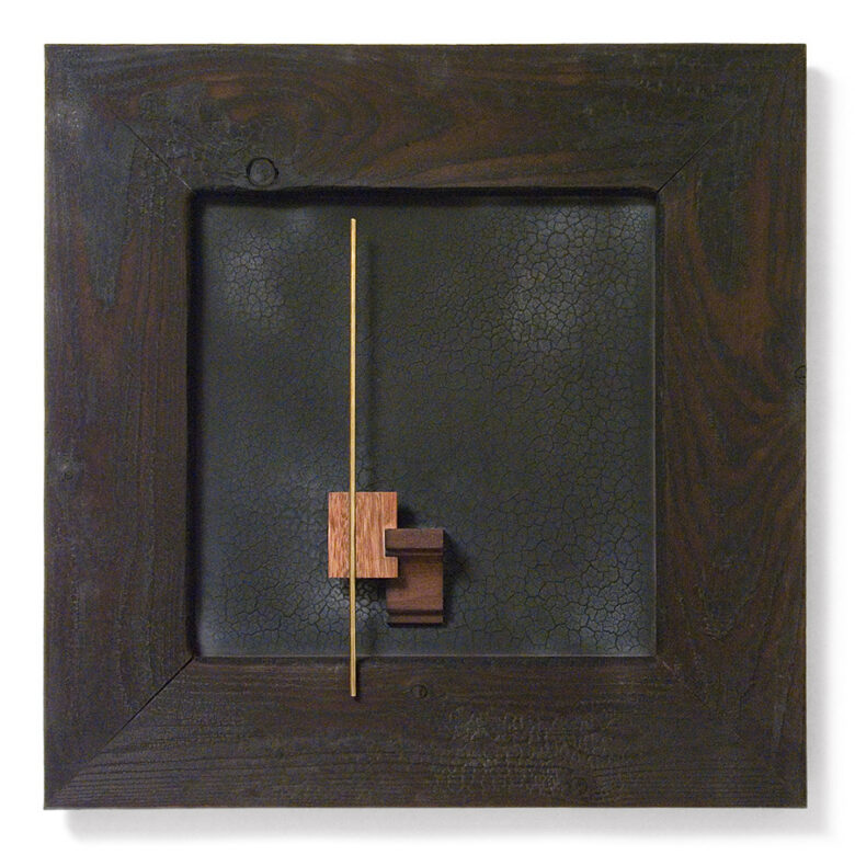 Dombormű XVI., 2011., fa, sárgaréz, vegyes technika, 50 x 50 cm