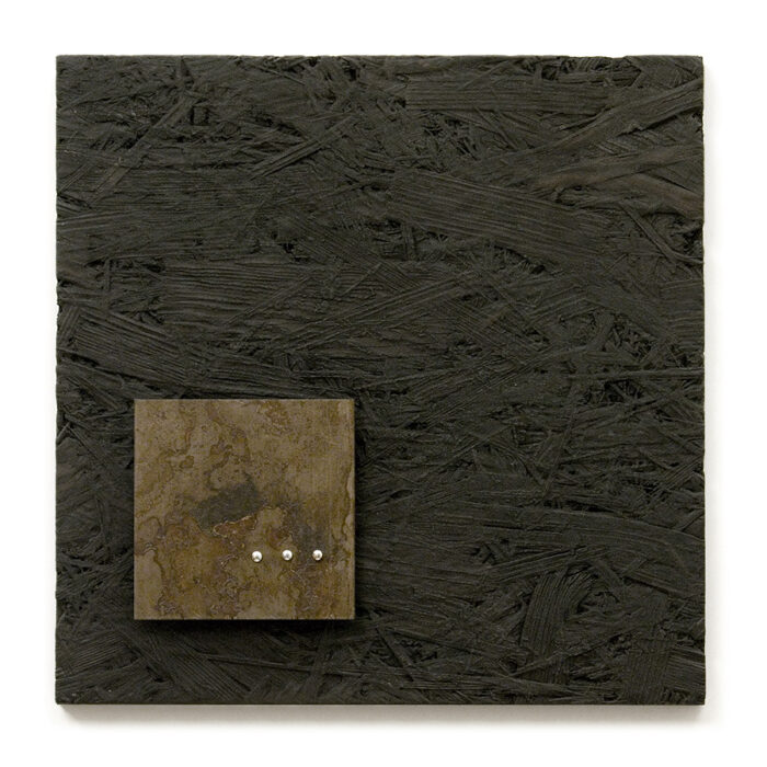 Dombormű XCVI., 2011., fa, vas, vegyes technika, 26,5 x 26,5 cm
