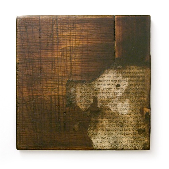 Hagyomány, 2012., fa, papír, vegyes technika, 150 x 150 mm