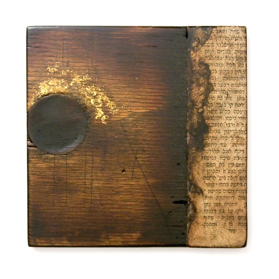 Kilencedik Csapás, 2012., fa, papír, vegyes technika, 150 x 150 mm