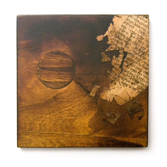 Kivonulás Egyiptomból, 2012., fa, papír, vegyes technika, 150 x 150 mm