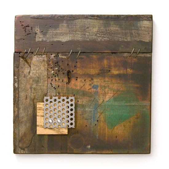 Plaquette No. 15, 2012., wood, iron, mixed medi, 150 x 150 mm