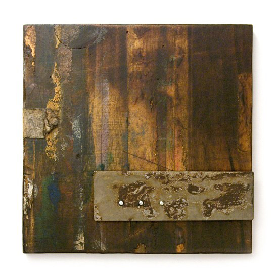 Plaquette No. 20, 2012., wood, iron, mixed media, 150 x 150 mm