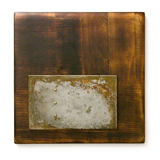 Plaquette No. 24, 2012, wood, iron, mixed media, 150 x 150 mm