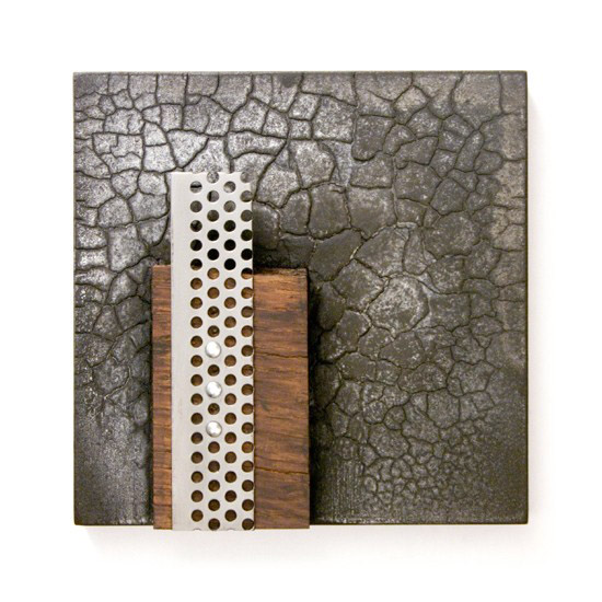 Plaquette No. 38, 2012., wood, iron, mixed media, 120 x 120 mm