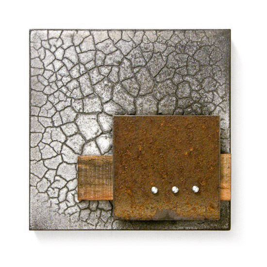 Plaquette, No. 39, 2012., wood, iron, mixed media, 120 x 120 mm