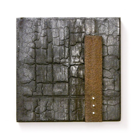 Plaquette No. 41, 2012., wood, iron, mixed media, 120 x 120 mm