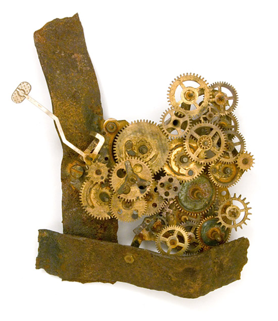 Preterit, 2014., iron, clockwork &c., mixed media, 150 x 130 mm