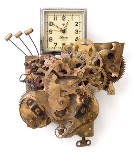 Hommage à Charlie Chaplin, 2014., iron, brass, clockwork &c., mixed media, 210 x 170 mm