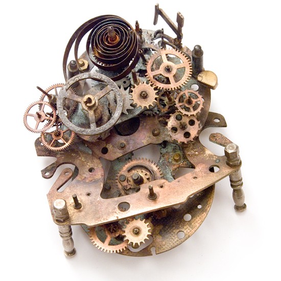 Music machine, III., 2014., iron, brass, clock parts, mixed media, 100 x 90 mm