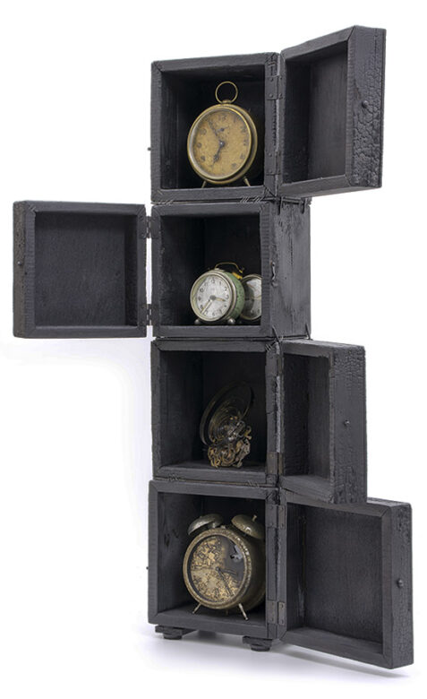 My memories, II., 2015., wood, iron, clockwork &c., mixed media, 80,5 x 20 x 17 cm