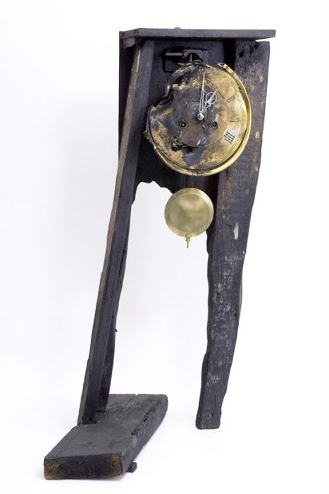 Passing time, 2015., wood, iron, brass, clock, mixed media, 80 x 50 x 42 cm