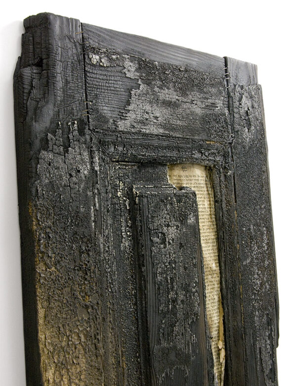 Titkok kapuja, III., 2015., fa, papír, vegyes technika, 74 x 39 cm