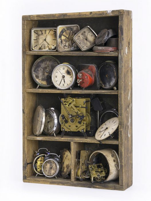 World clock, 2015., wood, iron, clockwork, clock, mixed media, 60 x 40 x 14 cm