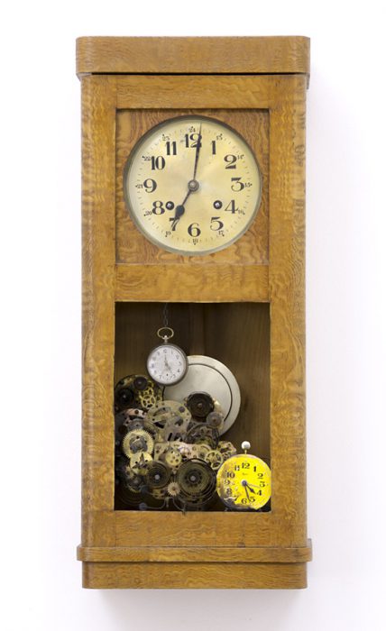 Inszomnia, 2016., wood, clockwork, clock, mixed media, 61 x 26,5 x 14 cm