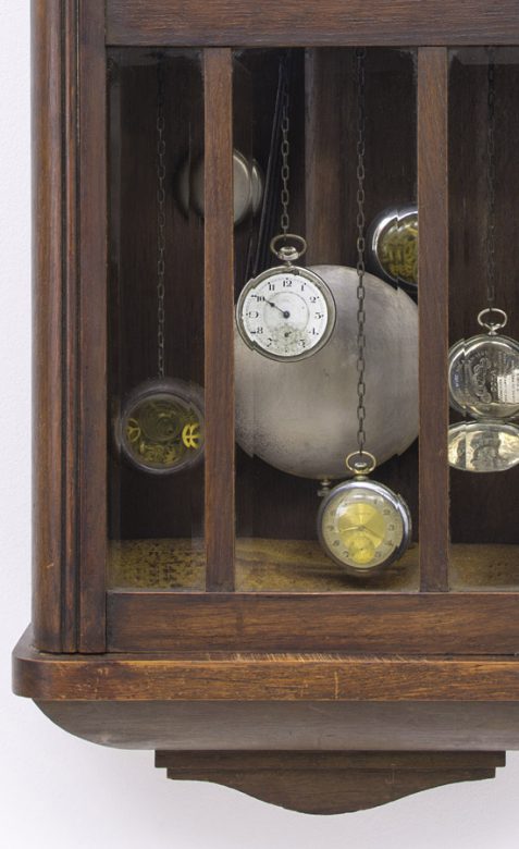 Family tree, 2016., wood, sand, clockwork, clock, mixed media, 78 x 32 x 16 cm