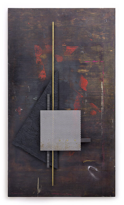 Dombormű CXX., 2016., fa, vas, vörösréz, vegyes technika, 140 x 80 cm