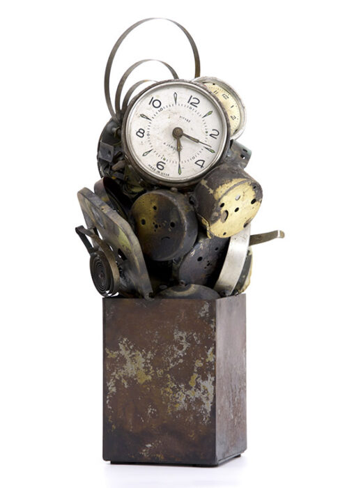 Memorial owner, III., 2016., iron, brass, clockwork, mixed media, 39 x 18 x 18 cm